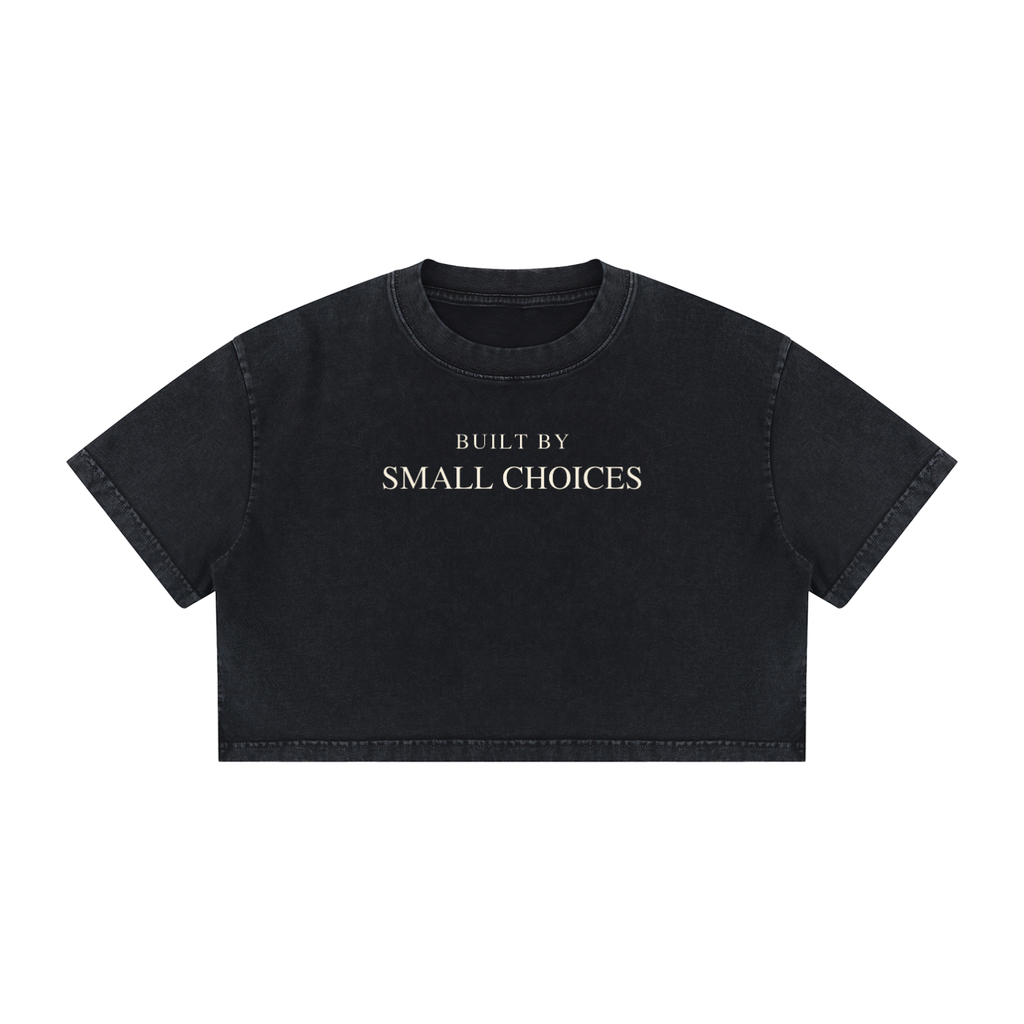 Built by Small Choices Women's Mineral Wash Cotton Crop T-Shirt