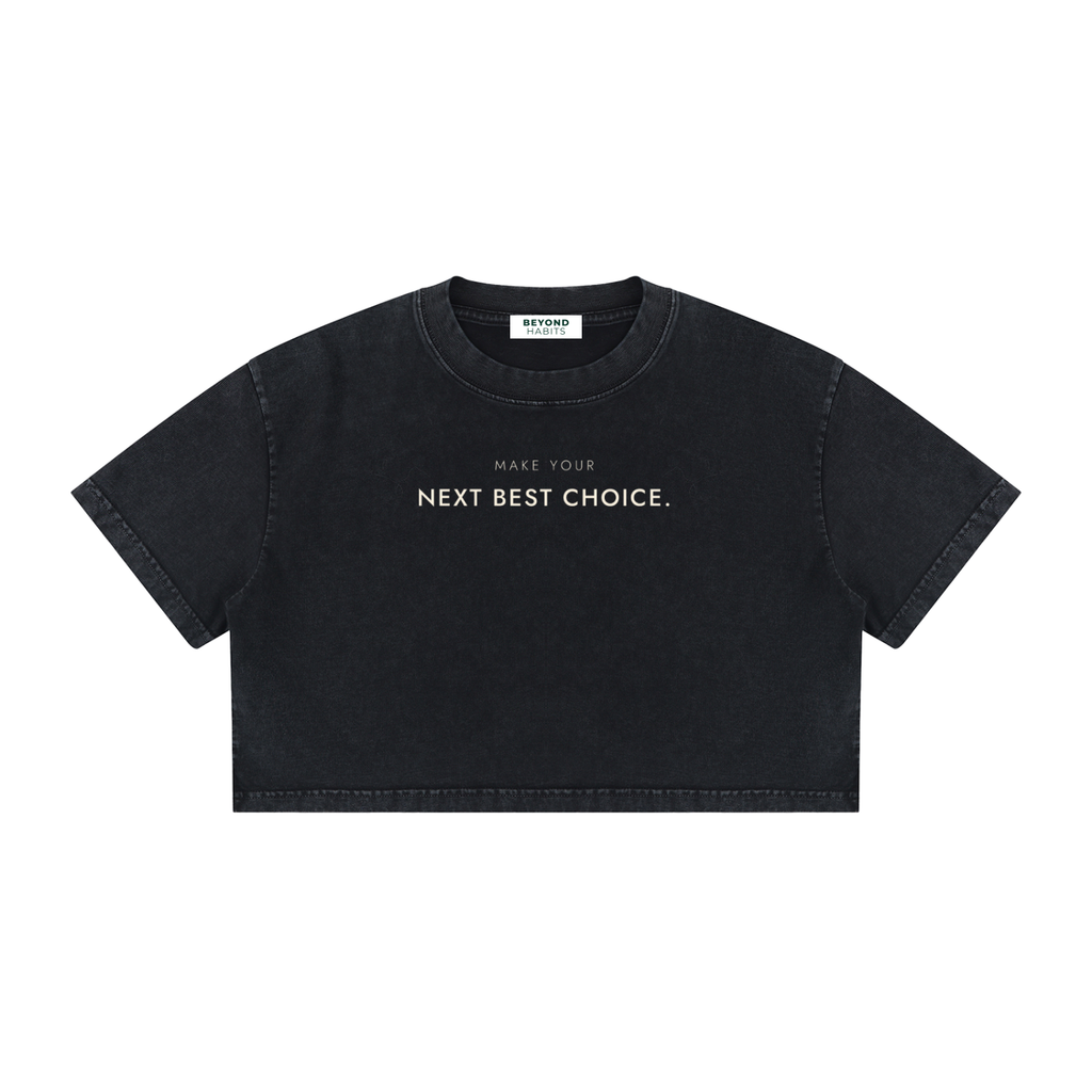 Next Best Choice Women's Mineral Wash Cotton Crop T-Shirt